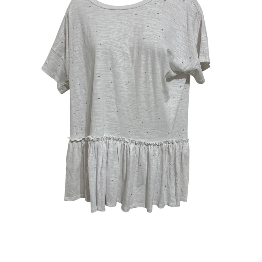 Torrid Gray Boxy Ruffled Short Sleeve Tee